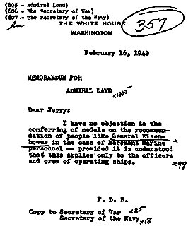 Memo FDR to Land