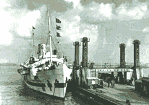 Hospital ship docked at a Lobnitz Pierhead